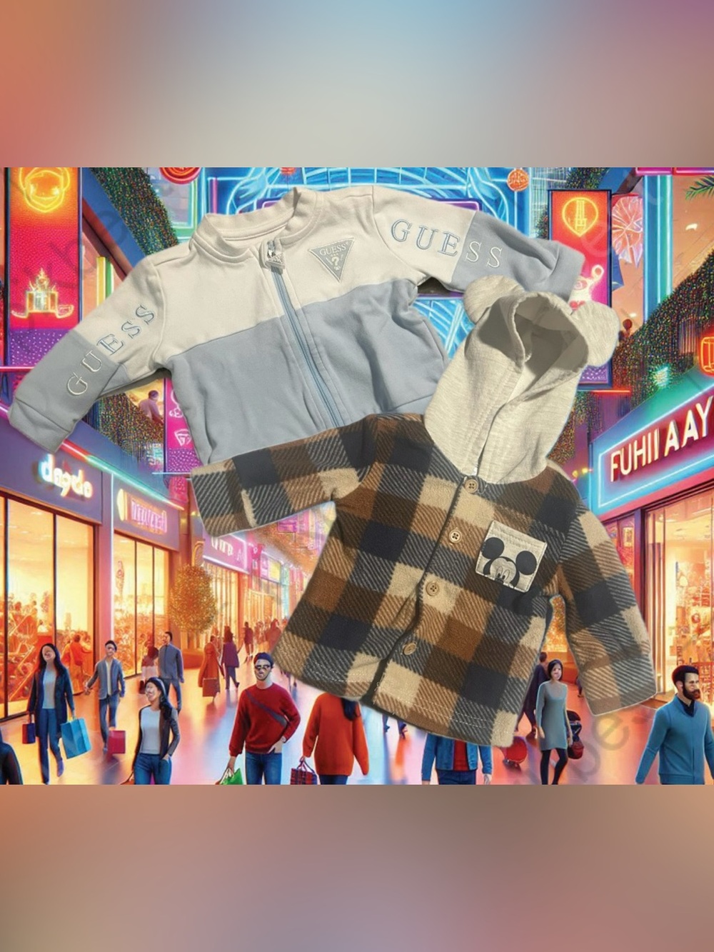 2 Cute Disney & Guess Fall Unisex Jackets For 0 To 3 & 3 To 6 Year Old